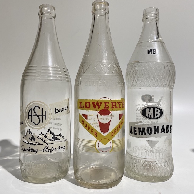 BOTTLE, Vintage Soda or Soft Drink w Print